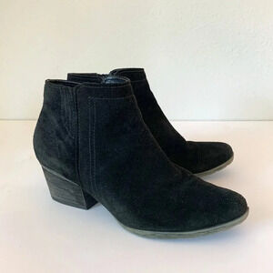 Blondo Valli Waterproof Nubuck Leather Ankle Booties Women's sz 8 Black 2" Heel